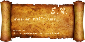 Sneider Máriusz névjegykártya